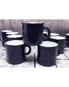 12 kobalt blauwe emaille mokken ZWARE KWALITEIT