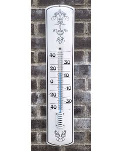Thermometer emaille Decoratie wit/zwart