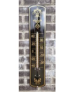 Thermometer emaille Decoratie goud/zwart