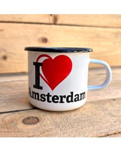 Emaille mok I love Amsterdam