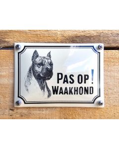 Emaille waakhond bord American Stafford Terriër Klein
