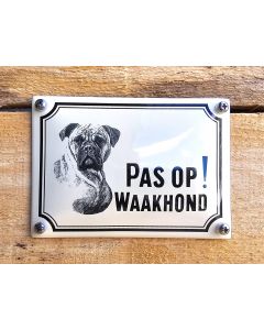 Emaille waakhond bord Boxer Klein