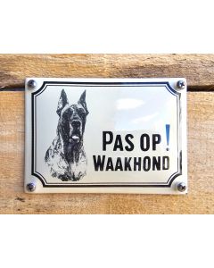 Emaille waakhond bord Deense Dog Klein