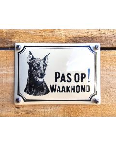 Emaille waakhond bord Dobbermann Klein