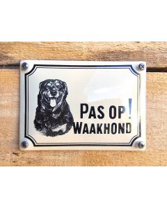 Emaille waakhond bord Rottweiler Klein