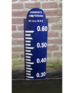 Waterschap peilschaal emaille op maat gemaakt