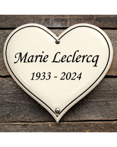 Hartvormig emaille tekstbord