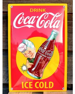 Emaille reclamebord Coca Cola