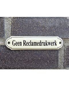 Naamplaatje Geen reclamedrukwerk