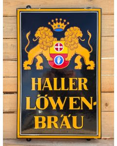 Haller Löwen Brau emaille bord