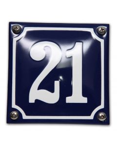 Huisnummer gebold met kader (blauw/wit)