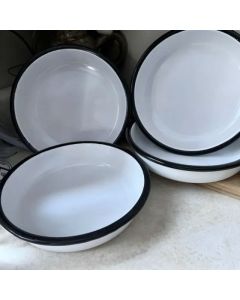 Servies emaille diepe borden set van 4 stuks.