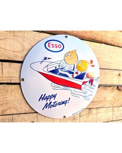 Esso happy motoring boat vintage emaille bord