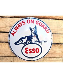 Esso - "Always on Guard" - Gebold Emaille Bord