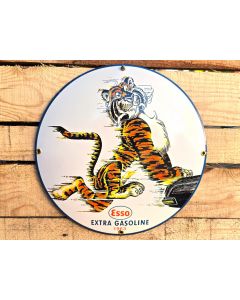 Esso Extra Gasoline" – Fuel Your Drive with the Iconic Tiger Emaille bord