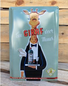 Giraf Jenever metalen wandbord met reliëfdruk