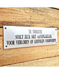 Horeca bord De direktie stelt zich niet