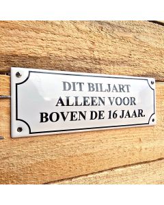 Horeca bord dit biljart alleen voor boven de 16 jaar