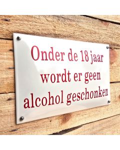 Horeca bord Onder de 18 jaar geen alcohol