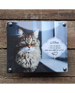 Foto bord gedenksteen met tekst