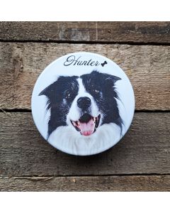 Foto op grafsteen, persoonlijke ronde foto met tekst