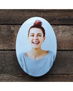 Foto bord grafmonument emaille ovaal