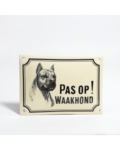 Emaille waakhond bordje Stafford Terriër