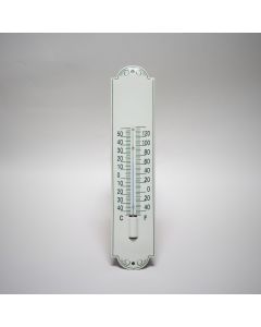 Thermometer Crème/Groen met decoratie