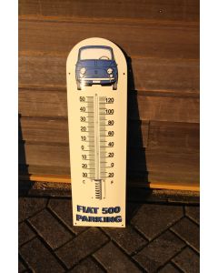 Emaille thermometer Fiat 500 parking