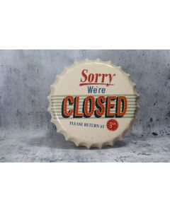 Sorry we're closed blikken bord