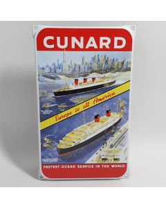 Emaille reclamebord Cunard fastest