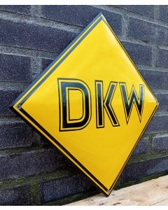 DKW geel emaille bord