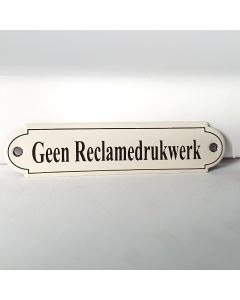 Naamplaatje Geen reclamedrukwerk