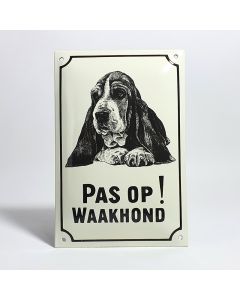 Emaille waakhond bord Basset