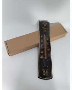 Thermometer emaille Decoratie goud/zwart