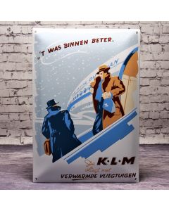 Emaille wandreclame KLM verwarmd