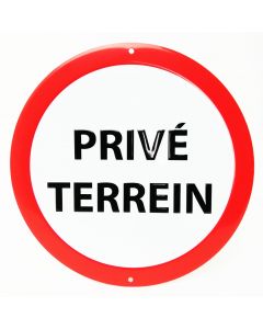 Metalen bord PRIVÉ TERREIN Ø20cm