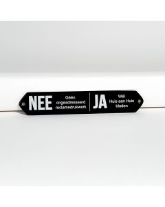 NEE/JA Brievenbus bordje in zwart wit 16,5x3 cm