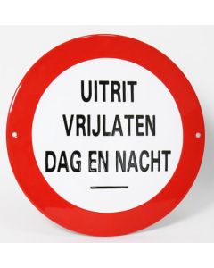 Veiligheids bord Uitrit Vrijlaten DAG EN NACHT