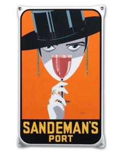 Emaille reclamebord Sandeman glas