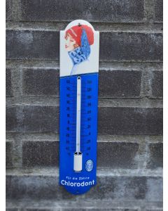 Thermometer Chlorodont Für die Zähne 6,5x30cm Emaille