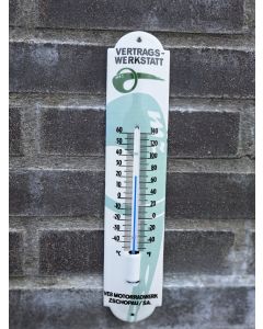 Thermometer Vertragswerkstatt zschopau/sa 6,5x30cm Emaille