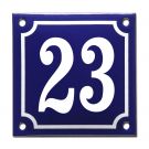 Huisnummer gebold blauw/wit - 23