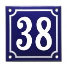 Huisnummer gebold blauw/wit - 38