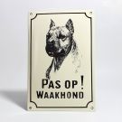 Emaille waakhond bord Stafford Terriër