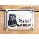 Emaille waakhond bord Rottweiler Klein