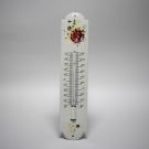 Emaille thermometer bloemen motief