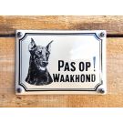 Emaille waakhond bord Dobbermann Klein