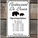 Bedrijfsbord met openingstijden