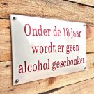 Horeca bord Onder de 18 jaar geen alcohol